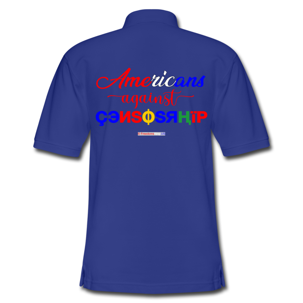 AMERICANS AGAINST CENSORSHIP - Men's Pique Polo Shirt - royal blue