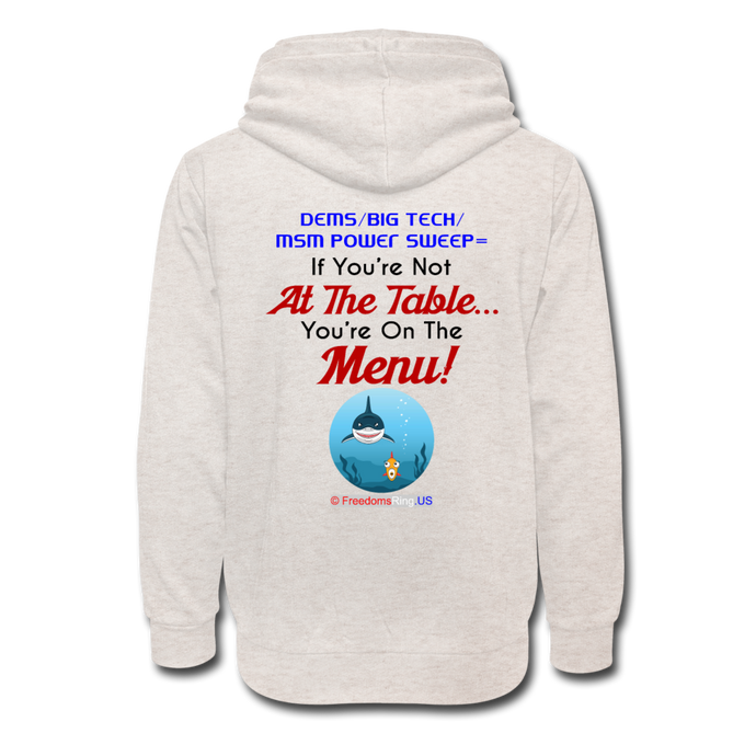 IF YOU'RE NOT AT THE TABLE... - Shawl Collar Hoodie - heather oatmeal