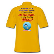 Load image into Gallery viewer, IF YOU&#39;RE NOT AT THE TABLE... - Men&#39;s Pique Polo Shirt - Yellow
