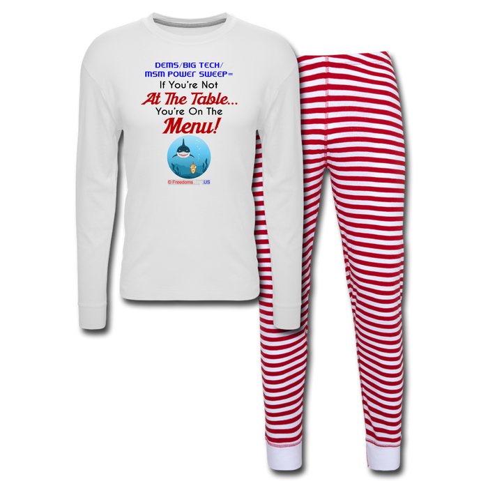 IF YOU'RE NOT AT THE TABLE... - Unisex Pajama Set - white/red stripe