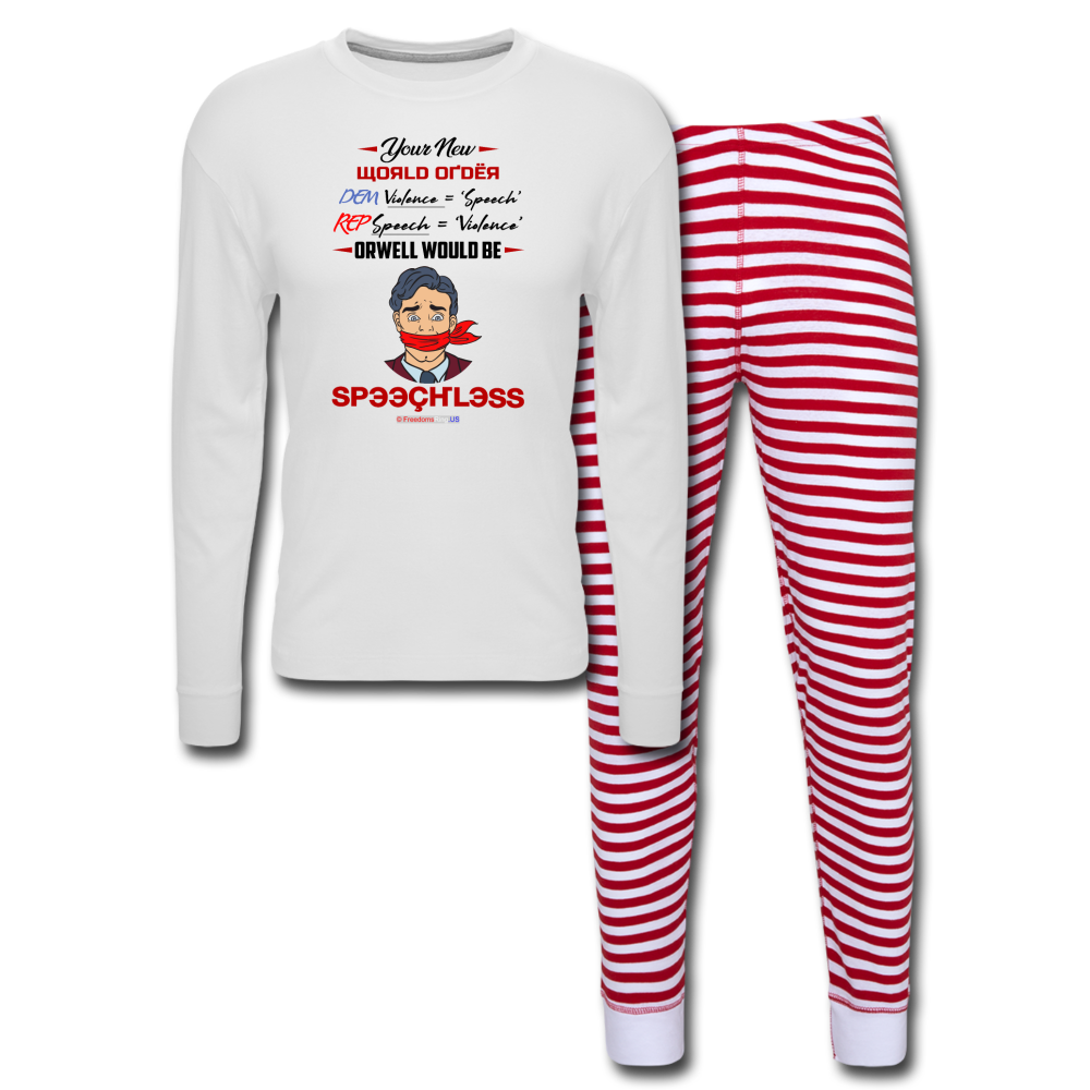 YOUR NEW WORLD ORDER - Unisex Pajama Set - white/red stripe