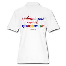 Load image into Gallery viewer, AMERICANS AGAINST CENSORSHIP - Women&#39;s Pique Polo Shirt - white
