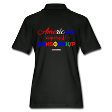 Load image into Gallery viewer, AMERICANS AGAINST CENSORSHIP - Women&#39;s Pique Polo Shirt - black
