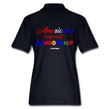 Load image into Gallery viewer, AMERICANS AGAINST CENSORSHIP - Women&#39;s Pique Polo Shirt - midnight navy
