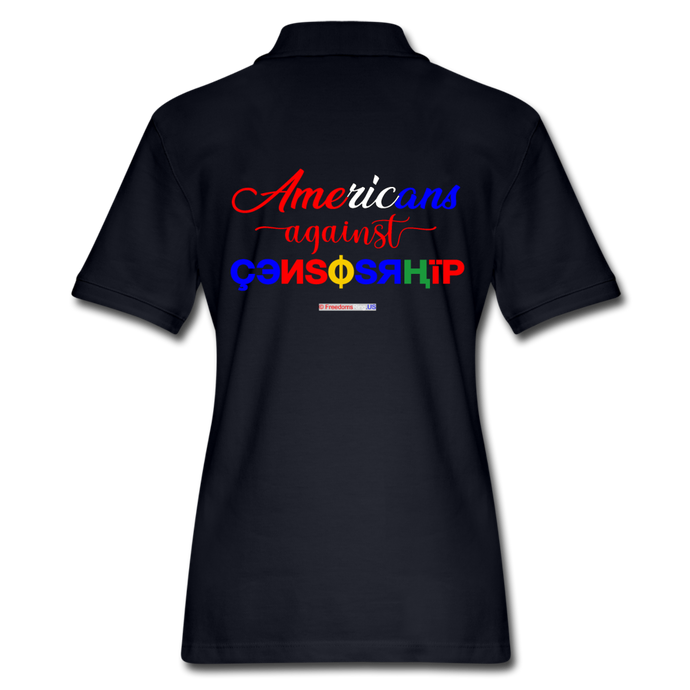 AMERICANS AGAINST CENSORSHIP - Women's Pique Polo Shirt - midnight navy