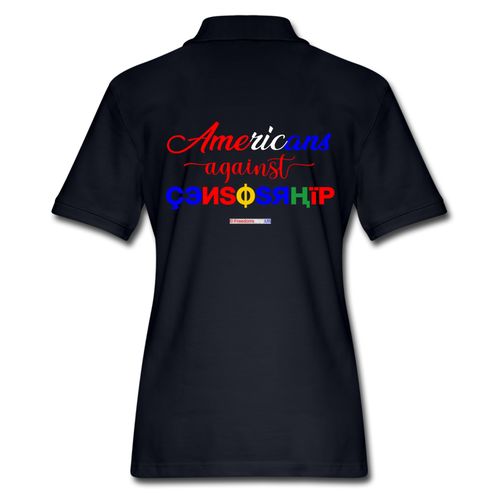 AMERICANS AGAINST CENSORSHIP - Women's Pique Polo Shirt - midnight navy