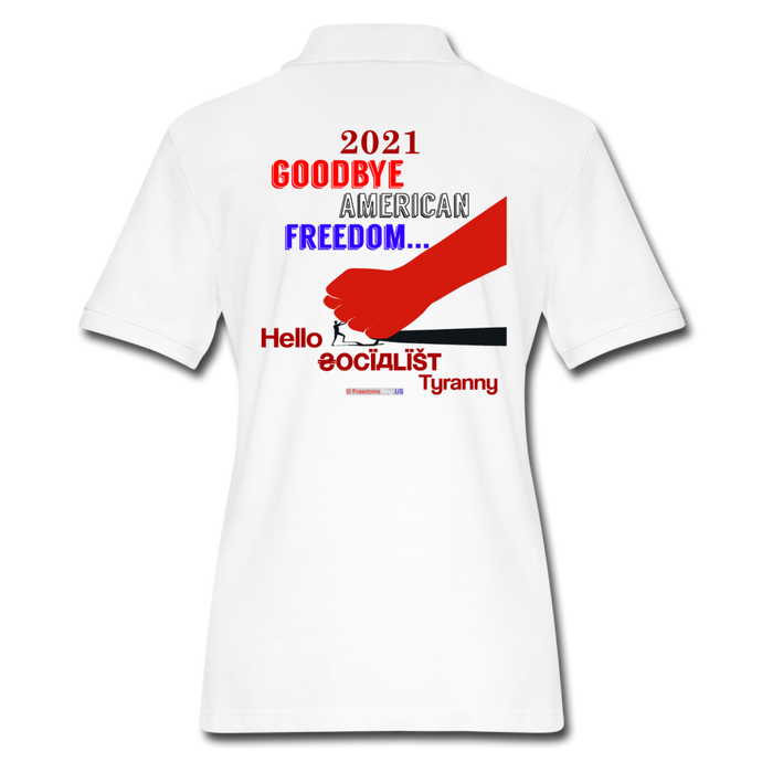 GOODBYE AMERICAN FREEDOM - Women's Pique Polo Shirt - white