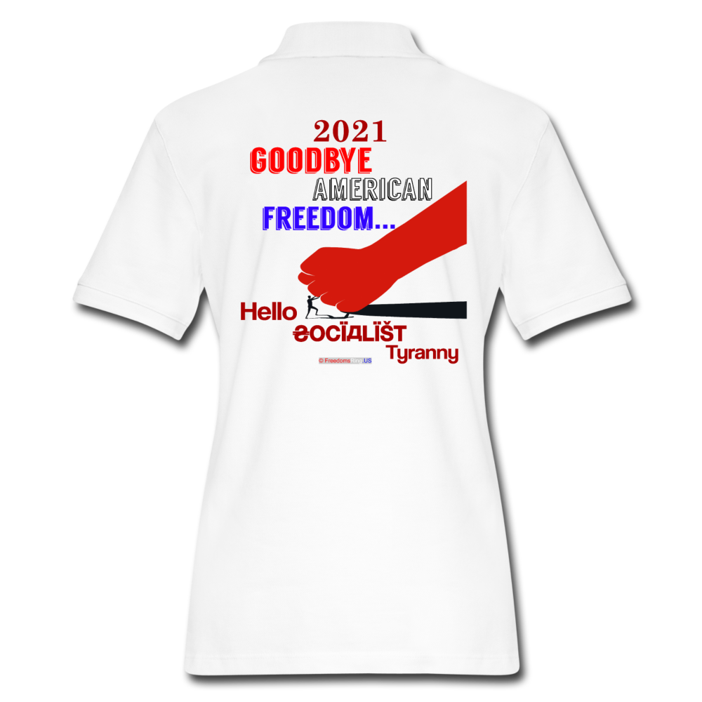 GOODBYE AMERICAN FREEDOM - Women's Pique Polo Shirt - white