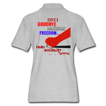 Load image into Gallery viewer, GOODBYE AMERICAN FREEDOM - Women&#39;s Pique Polo Shirt - heather gray
