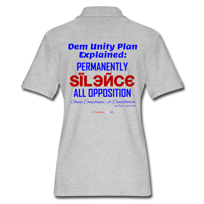 DEM UNITY PLAN - Women's Pique Polo Shirt - heather gray