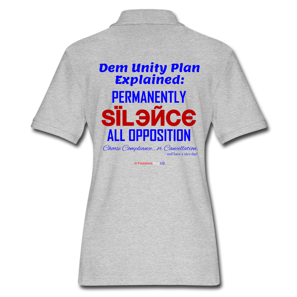 DEM UNITY PLAN - Women's Pique Polo Shirt - heather gray