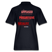 Load image into Gallery viewer, APPEASER, PROGRESSIVE, SOCIALIST - Women&#39;s Pique Polo Shirt - midnight navy
