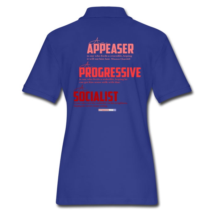 APPEASER, PROGRESSIVE, SOCIALIST - Women's Pique Polo Shirt - royal blue