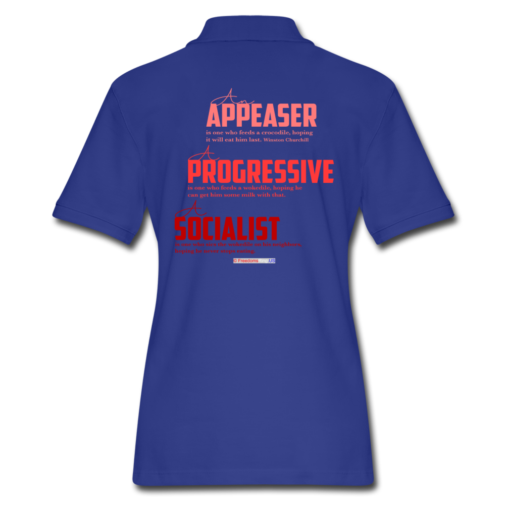 APPEASER, PROGRESSIVE, SOCIALIST - Women's Pique Polo Shirt - royal blue