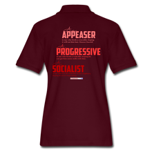 Load image into Gallery viewer, APPEASER, PROGRESSIVE, SOCIALIST - Women&#39;s Pique Polo Shirt - burgundy
