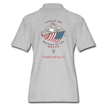 Load image into Gallery viewer, LAND OF THE FREE, BECAUSE OF THE BRAVE - Women&#39;s Pique Polo Shirt - heather gray
