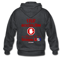 Load image into Gallery viewer, STOP SOCIALISM, BEFORE IT STOPS US! - Gildan Heavy Blend Adult Zip Hoodie - deep heather
