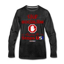 Load image into Gallery viewer, STOP SOCIALISM, BEFORE IT STOPS US! - Men&#39;s Premium Long Sleeve T-Shirt - charcoal gray
