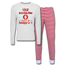 Load image into Gallery viewer, STOP SOCIALISM, BEFORE IT STOPS US! - Unisex Pajama Set - white/red stripe
