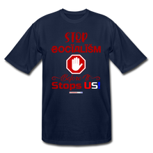 Load image into Gallery viewer, STOP SOCIALISM, BEFORE IT STOPS US! - Men&#39;s Tall T-Shirt - navy
