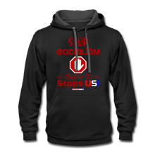 Load image into Gallery viewer, STOP SOCIALISM, BEFORE IT STOPS US! - Contrast Hoodie - black/asphalt
