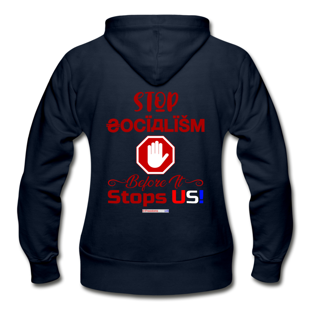 STOP SOCIALISM, BEFORE IT STOPS US! - Gildan Heavy Blend Women's Zip Hoodie - navy