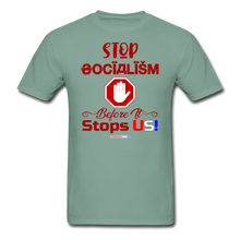 Load image into Gallery viewer, STOP SOCIALISM, BEFORE IT STOPS US! - Unisex ComfortWash Garment Dyed T-Shirt - seafoam green
