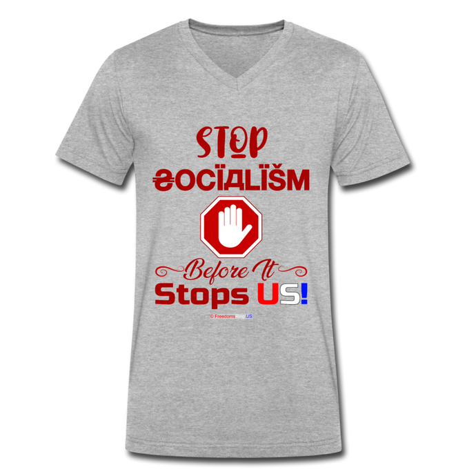 STOP SOCIALISM, BEFORE IT STOPS US! - Men's V-Neck T-Shirt - heather gray