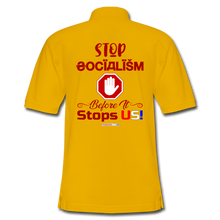 Load image into Gallery viewer, STOP SOCIALISM, BEFORE IT STOPS US! - Men&#39;s Pique Polo Shirt - Yellow
