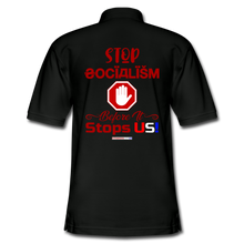 Load image into Gallery viewer, STOP SOCIALISM, BEFORE IT STOPS US! - Men&#39;s Pique Polo Shirt - black
