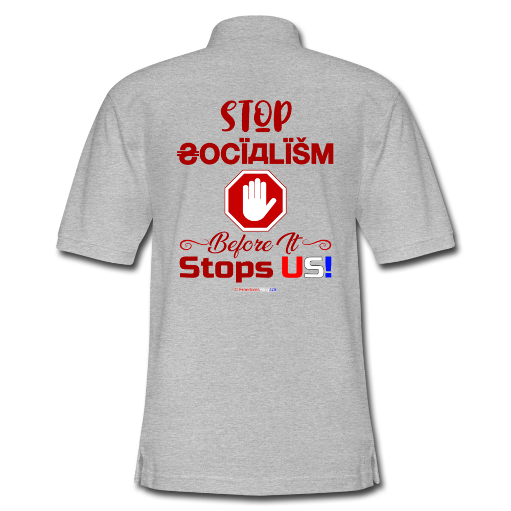 STOP SOCIALISM, BEFORE IT STOPS US! - Men's Pique Polo Shirt - heather gray