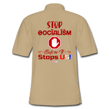 Load image into Gallery viewer, STOP SOCIALISM, BEFORE IT STOPS US! - Men&#39;s Pique Polo Shirt - beige
