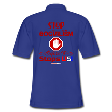 Load image into Gallery viewer, STOP SOCIALISM, BEFORE IT STOPS US! - Men&#39;s Pique Polo Shirt - royal blue
