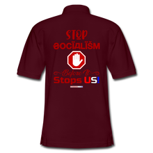 Load image into Gallery viewer, STOP SOCIALISM, BEFORE IT STOPS US! - Men&#39;s Pique Polo Shirt - burgundy
