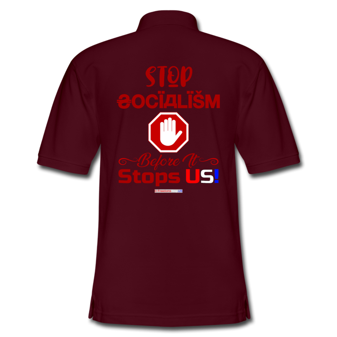 STOP SOCIALISM, BEFORE IT STOPS US! - Men's Pique Polo Shirt - burgundy