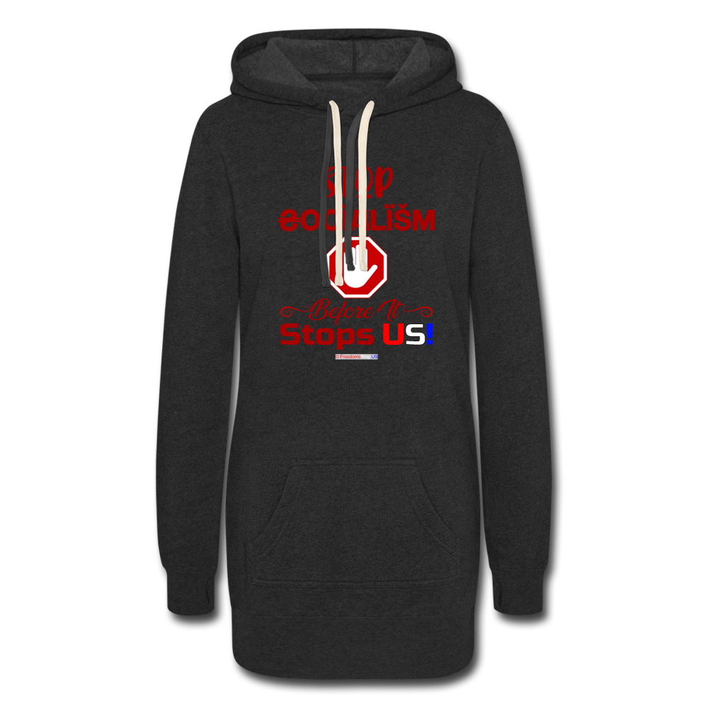 STOP SOCIALISM, BEFORE IT STOPS US! - Women's Hoodie Dress - heather black