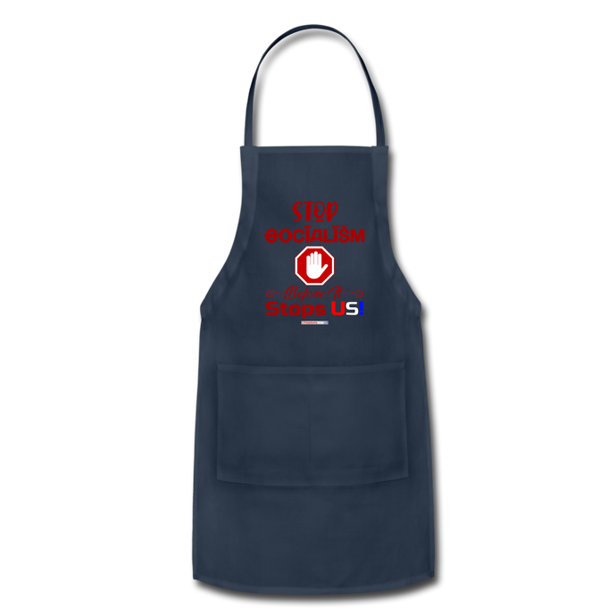 STOP SOCIALISM, BEFORE IT STOPS US! - Adjustable Apron - navy