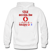 Load image into Gallery viewer, STOP SOCIALISM, BEFORE IT STOPS US! - Gildan Heavy Blend Adult Hoodie - white
