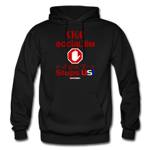 Load image into Gallery viewer, STOP SOCIALISM, BEFORE IT STOPS US! - Gildan Heavy Blend Adult Hoodie - black
