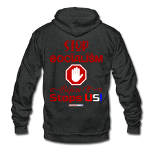 Load image into Gallery viewer, STOP SOCIALISM, BEFORE IT STOPS US! - Unisex Fleece Zip Hoodie - charcoal gray
