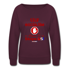 Load image into Gallery viewer, STOP SOCIALISM, BEFORE IT STOPS US! - Women’s Crewneck Sweatshirt - plum
