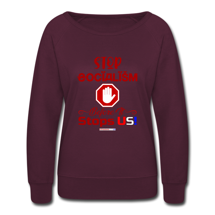 STOP SOCIALISM, BEFORE IT STOPS US! - Women’s Crewneck Sweatshirt - plum