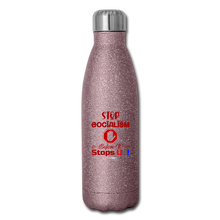 Load image into Gallery viewer, STOP SOCIALISM, BEFORE IT STOPS US! - Insulated Stainless Steel Water Bottle - pink glitter
