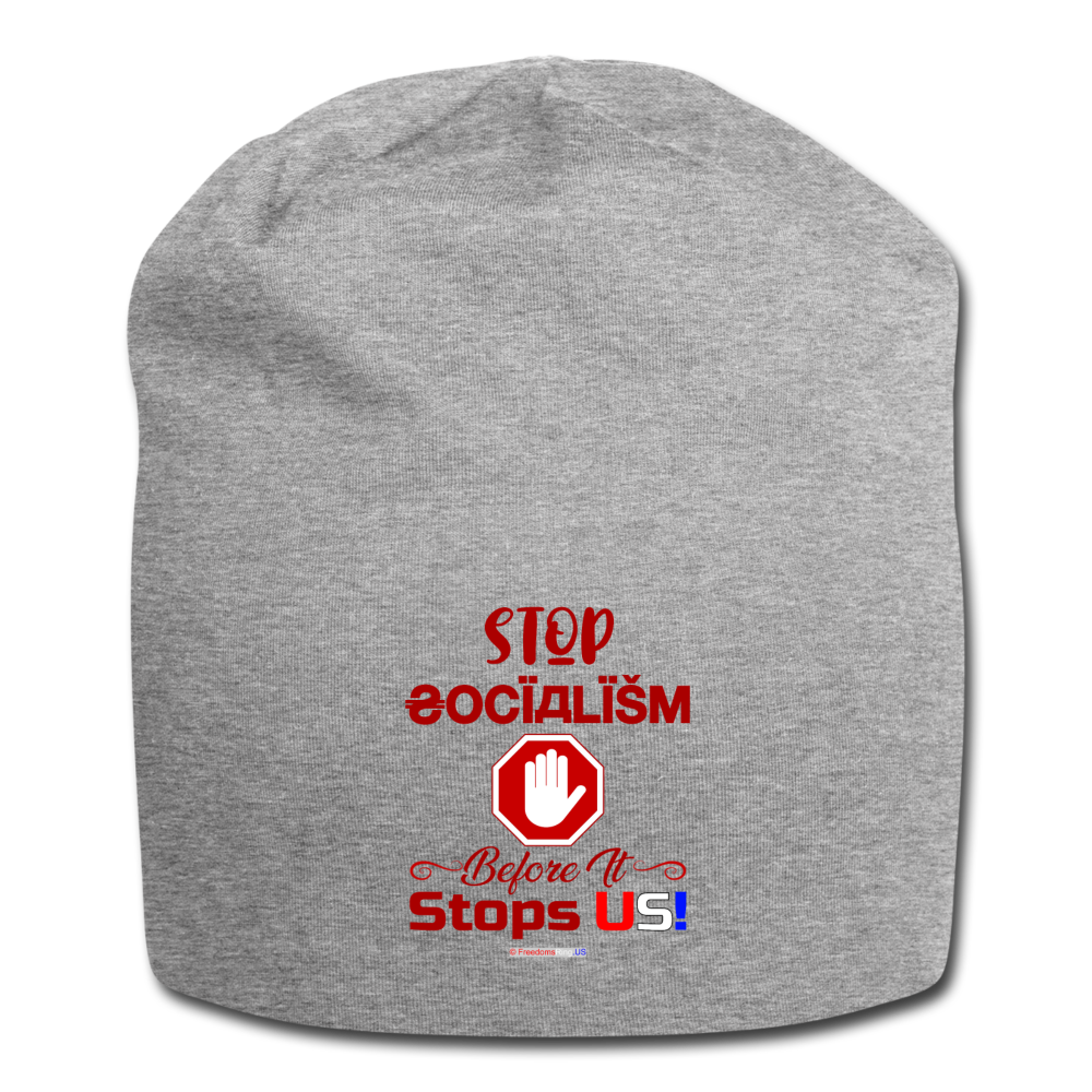 STOP SOCIALISM, BEFORE IT STOPS US! - Jersey Beanie - heather gray