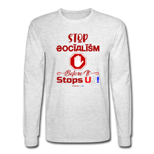 Load image into Gallery viewer, STOP SOCIALISM - Men&#39;s Long Sleeve T-Shirt - light heather gray
