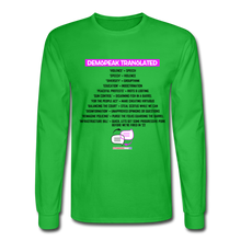 Load image into Gallery viewer, DEMSPEAK TRANSLATED - Men&#39;s Long Sleeve T-Shirt - bright green
