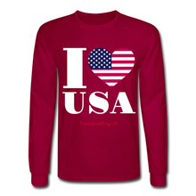 Load image into Gallery viewer, I LOVE USA - Men&#39;s Long Sleeve T-Shirt - dark red
