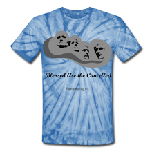 Load image into Gallery viewer, BLESSED ARE THE CANCELLED - Unisex Tie Dye T-Shirt - spider baby blue
