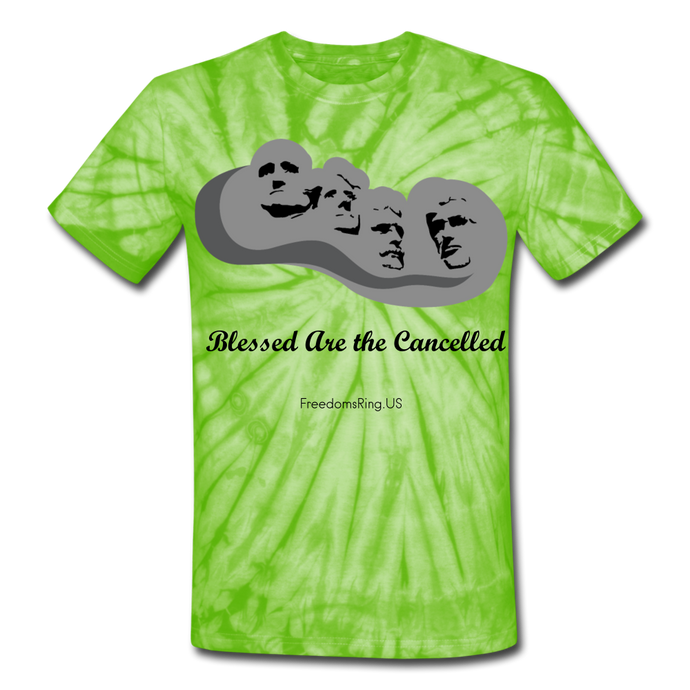 BLESSED ARE THE CANCELLED - Unisex Tie Dye T-Shirt - spider lime green