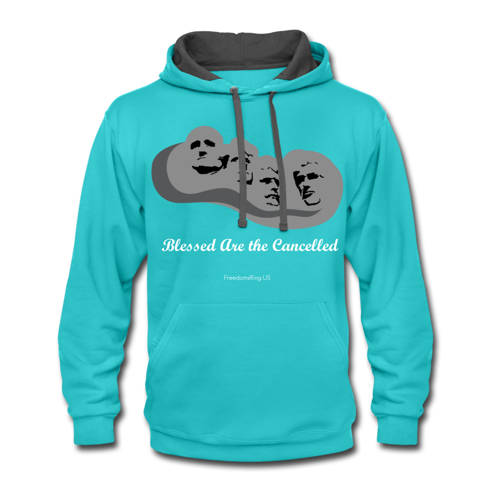 BLESSED ARE THE CANCELLED - Contrast Hoodie - scuba blue/asphalt